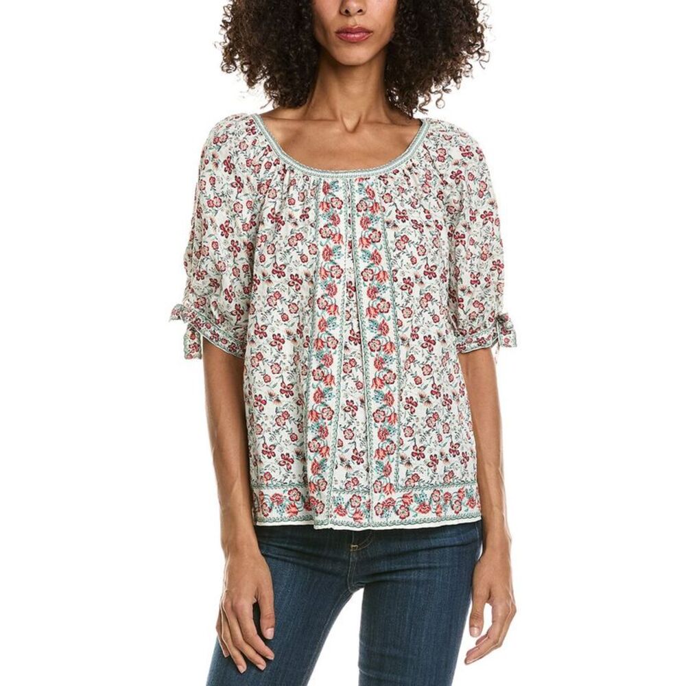 Max Studio Womens Short Sleeve Inverted Pleat Top, White